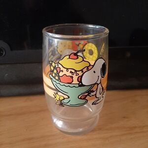 🔥Vtg Peanuts Snoopy Woodstock Sundae Sweets Dessert Juice Glass 1965 Syndicate